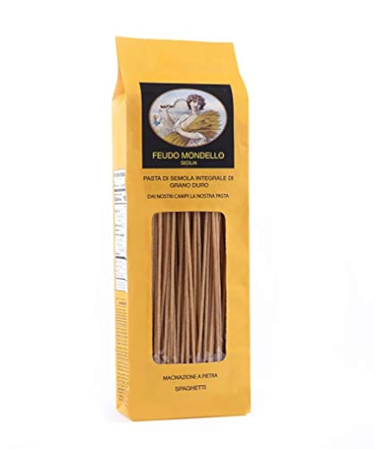 Pasta di semola integrale di grano duro siciliano macinato a pietra. Spaghetti integrali in confezioni da 500g - Cartone da 10 pezzi (5 Kg). 537485416