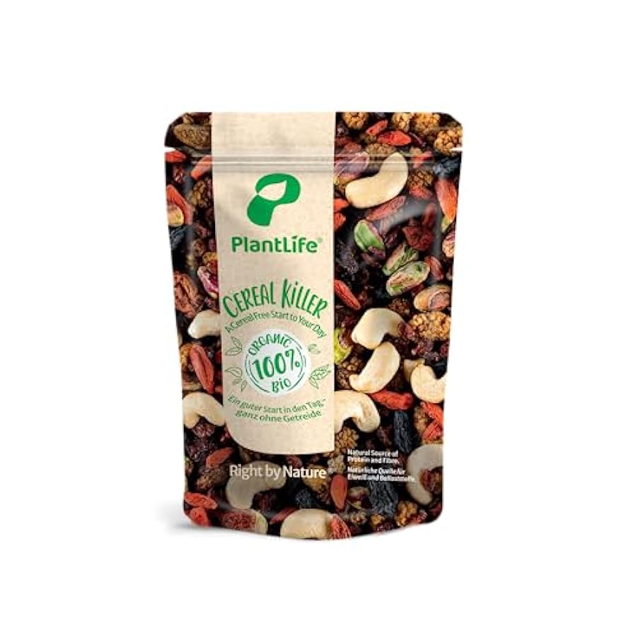 PlantLife Cereal Killer BIO 5x700g - Mix di noci e frutta premium a base di noci naturali, frutta secca e bacche - 100% riciclabile 606719447