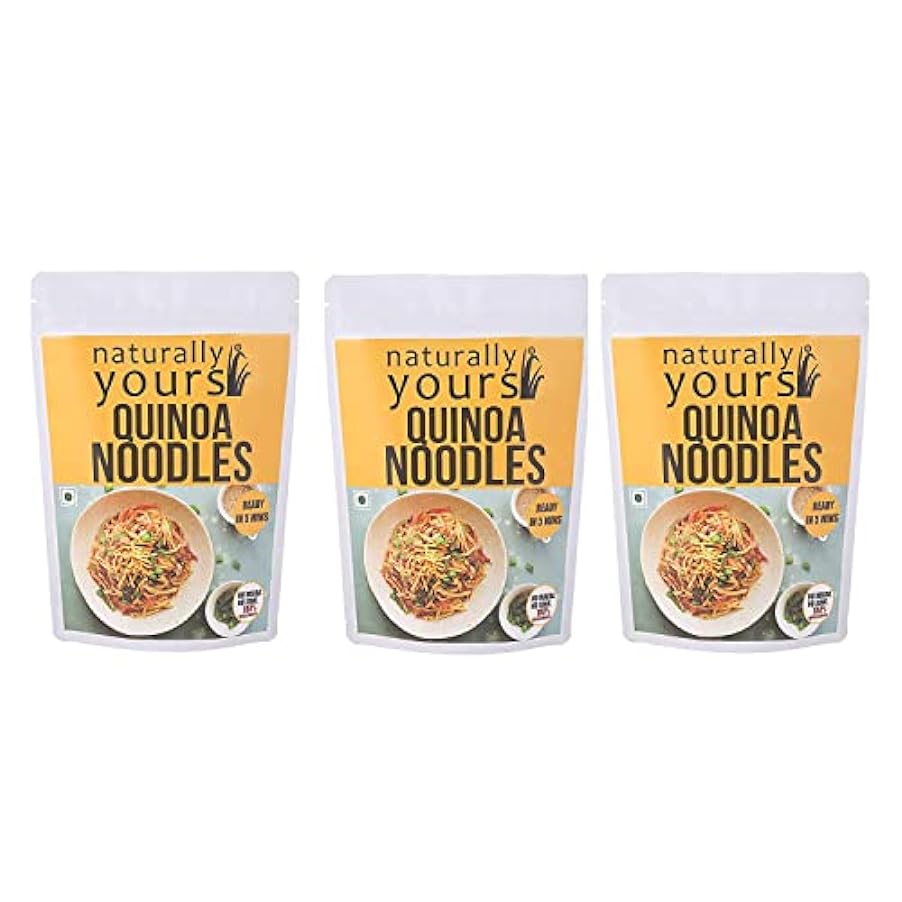 Naturally Yours Quinoa Noodles | No Refined Flour, Not Fried, Vegan, No Preservatives, Includes Seasoning Pack Inside | (Pack of 3 & Each Pack Contains 180g) 681001906