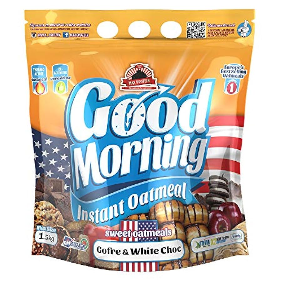 Max Protein - Good Morning Instant Oatmeal, Farina d´avena, 1,5 kg Gofre - White Choc (confezione 2 unità) 32819048