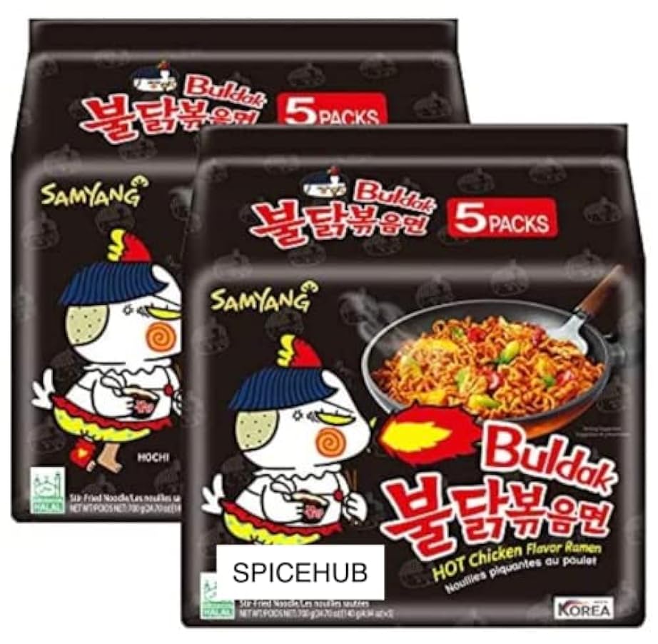 SPICEHUB Samyang Buldak - Tagliatelle di ramen al gusto di pollo, confezione da 10 pezzi 855932320