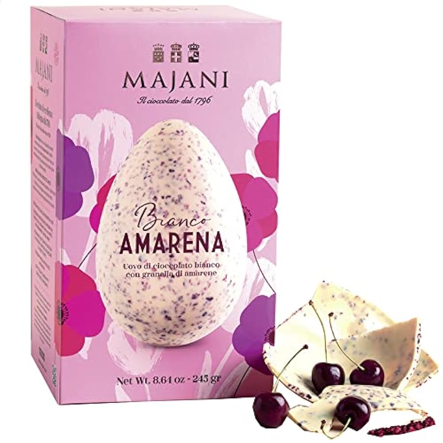Uovo di Cioccolato Bianco con Granella di Amarene | Majani dal 1976 | 245 Gr | Uova di Pasqua | Idea Regalo 851453955