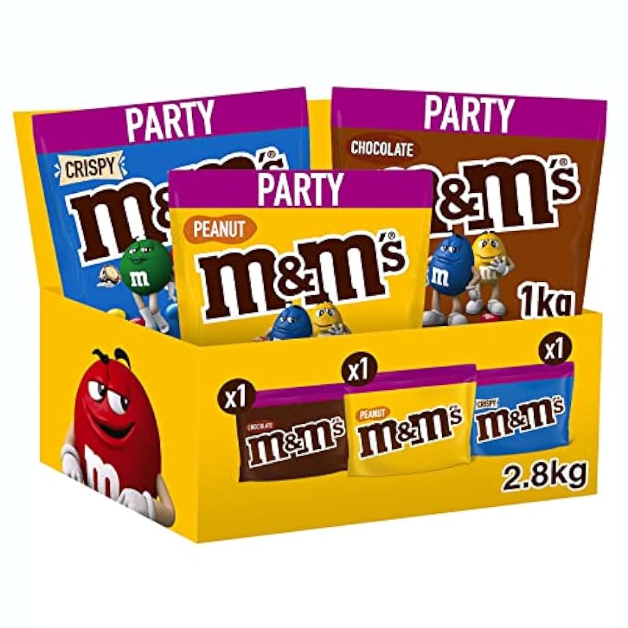 M&M´s Confetti al Cioccolato in Tre Gusti Assortiti Arachidi, Crispy Ideale per party e feste, Formato Scorta: 2.85 kg 573627043