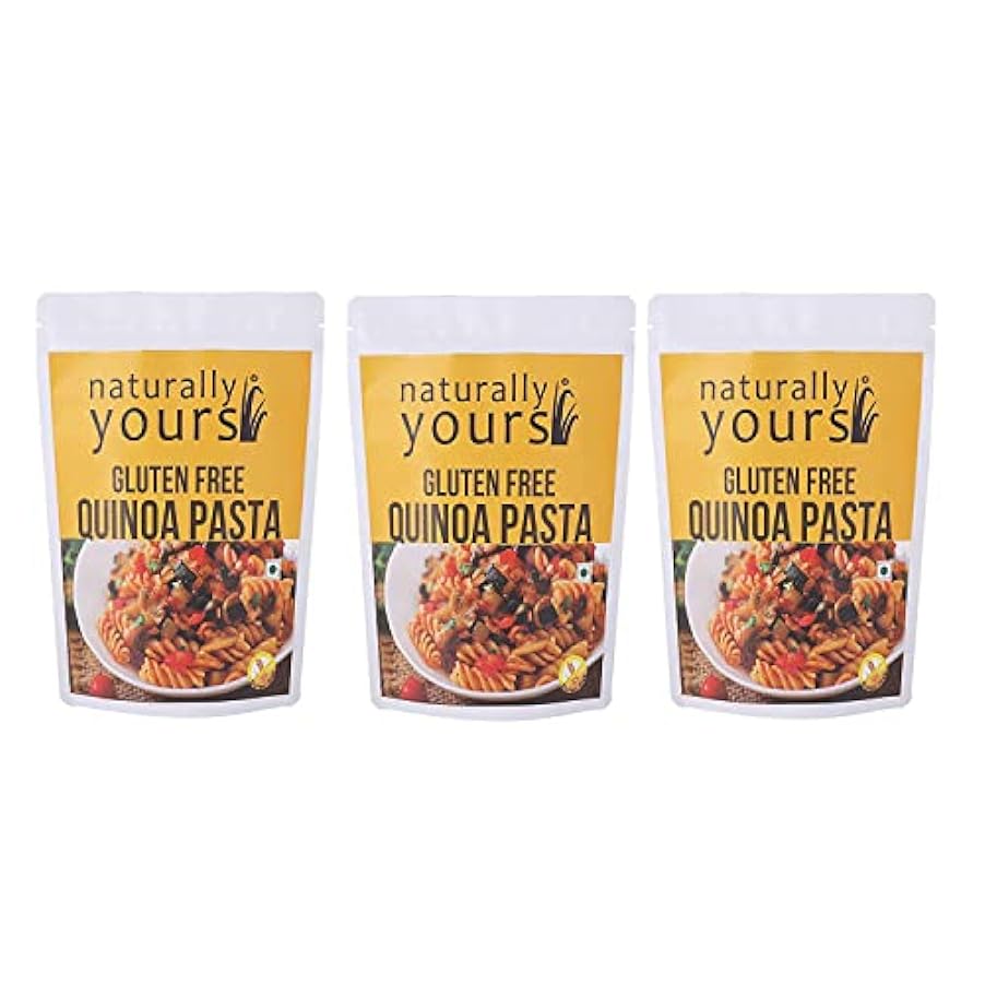 Naturally Yours Pasta Quinoa Gluten-Free | 100% Natural & Vegetarian | Corn Amaranth Bengal Gram Jowar Rice | Easy to Cook & Rich in Fibre | 200g (Pack of 3) 699191653