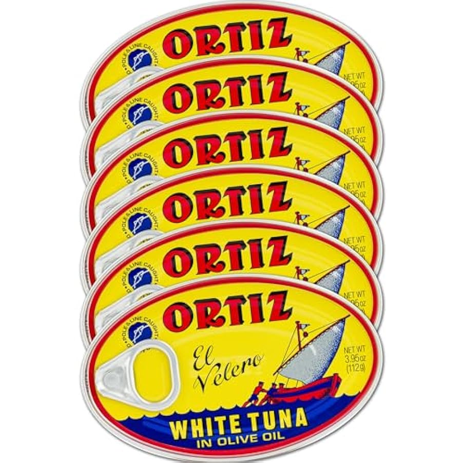 Ortiz Tonno in olio d´oliva, confezione da 6 barattoli ovali da 112 g | Tonno in scatola superiore in olio d´oliva | Tonno bianco Ortiz in olio d´oliva [112 gr x 6 barattoli] 308870280