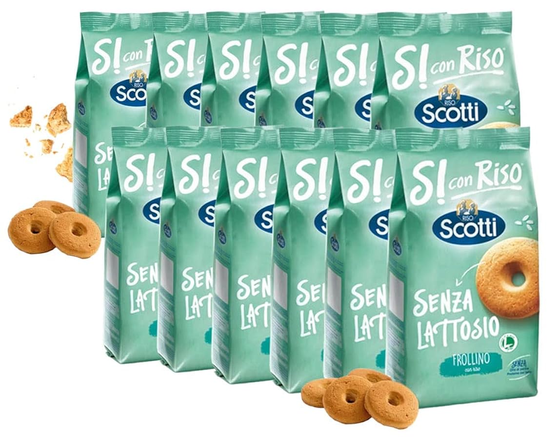 12X Scotti Biscotti Frollino con Riso Senza Lattosio (Lactose Free) 350gr [12 Confezioni] 838160966