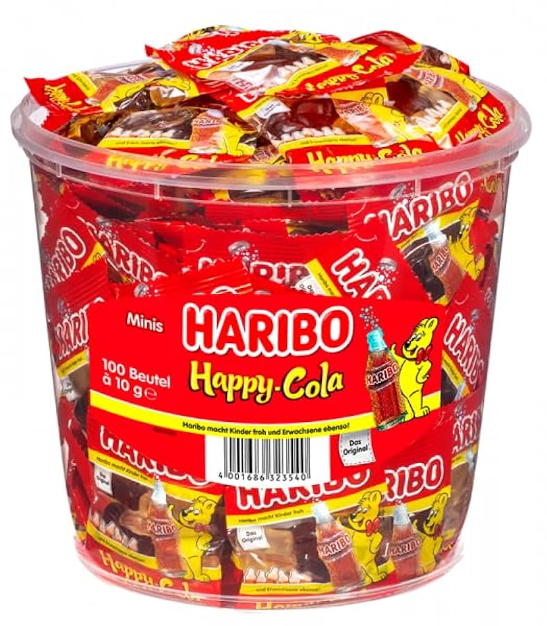 mini bag Haribo Felice Cola, contenitore rotondo, 400 pezzi (4 x 980g) 262873943